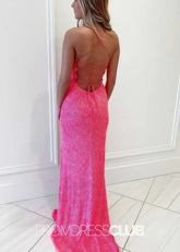 Lorraine |Long Hot Pink Prom Dresses Near Me With Sequins Mermaid Strapless Slit - Price #price_variant_lowest# - Hot Pink - PromDressClub
